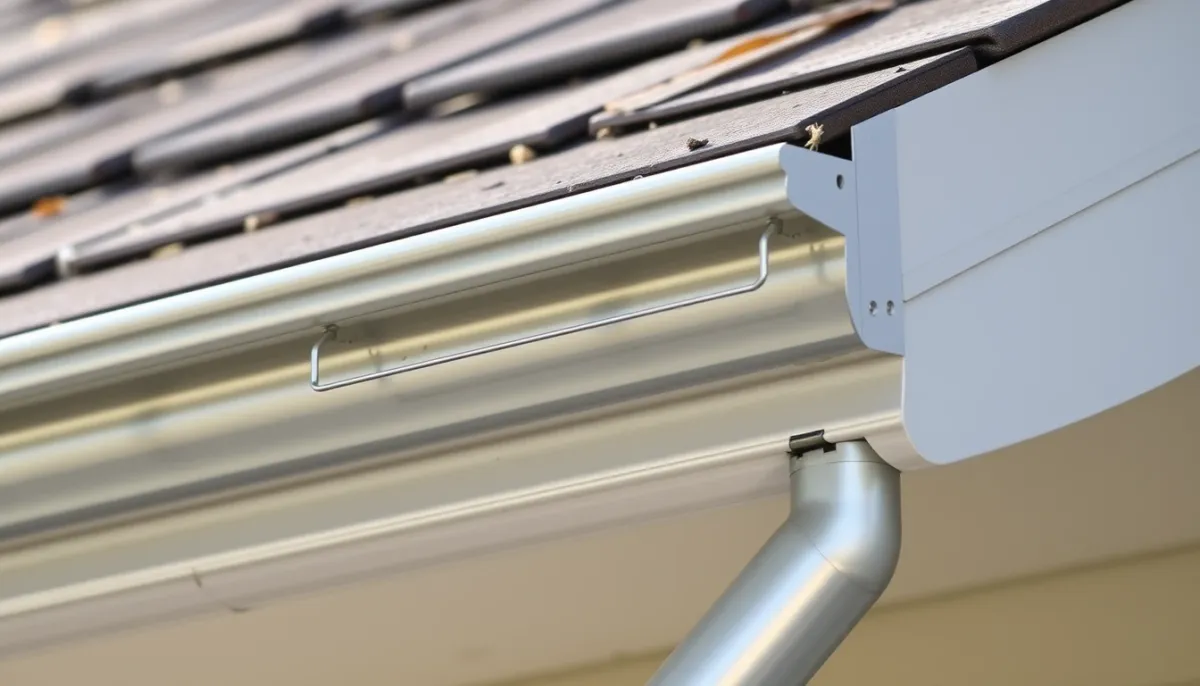 Gouttière en zinc entretenue avec un pare-feuilles